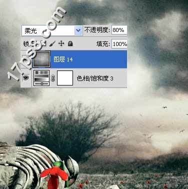 Photoshop合成骷髅与玫瑰结合的死亡场景