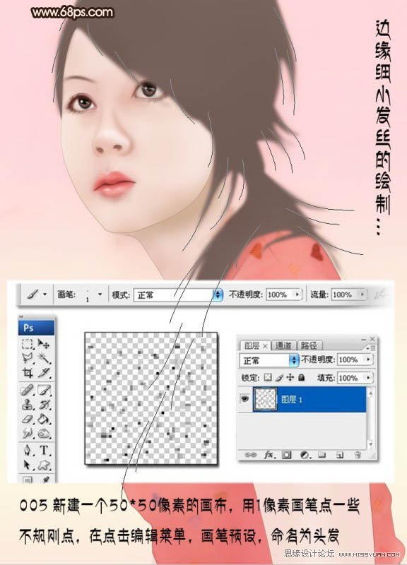 Photoshop解析转手绘中头发的绘制