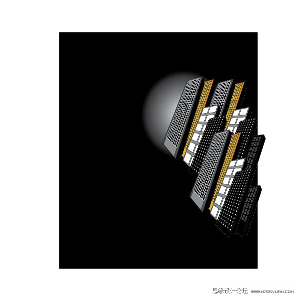 Illustrator教程:绘制城市中的高楼大厦