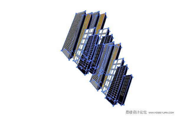 Illustrator教程:绘制城市中的高楼大厦