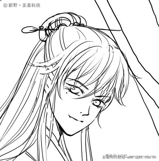 Photoshop鼠绘精细的黑白古典人物插画