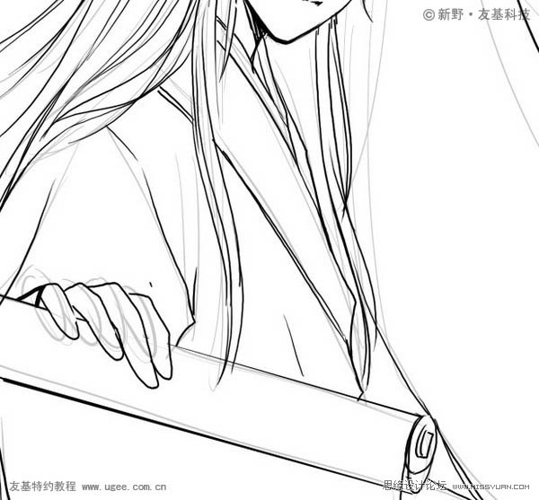 Photoshop鼠绘精细的黑白古典人物插画