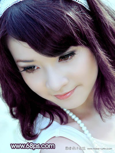 Photoshop调出美女头像朦胧紫色调