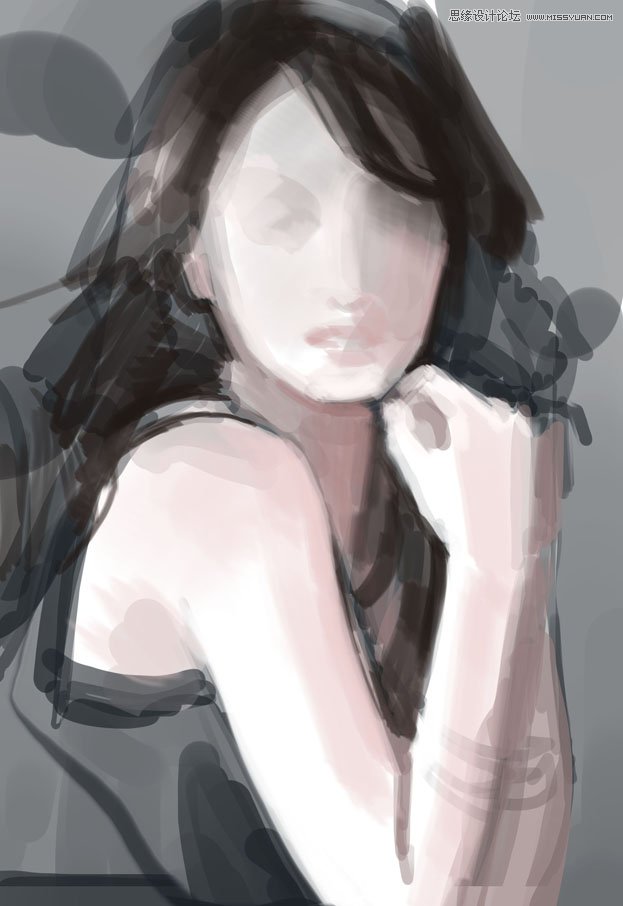 Photoshop结合数位板绘制MM写实人像插画