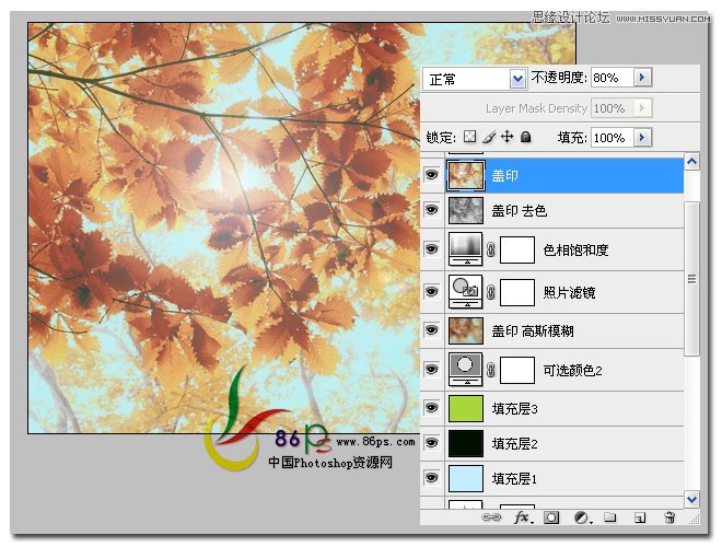 Photoshop把夏天的绿叶变成秋天的黄叶,PS教程,图老师教程网