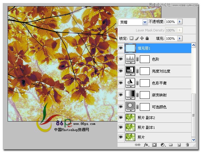 Photoshop把夏天的绿叶变成秋天的黄叶,PS教程,图老师教程网