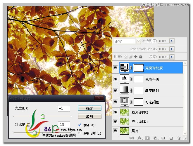 Photoshop把夏天的绿叶变成秋天的黄叶,PS教程,图老师教程网