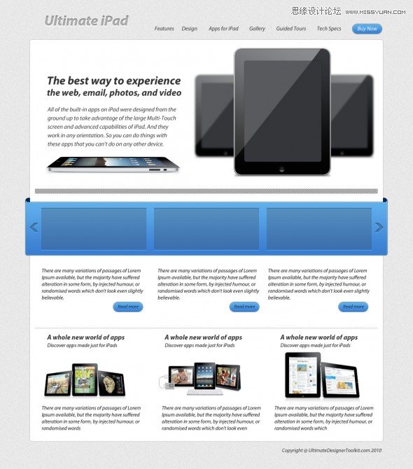 Photoshop设计干净的苹果iPad产品网站设计,PS教程,图老师教程网