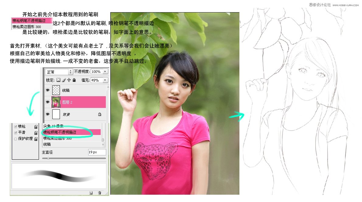 Photoshop给红T恤美女转手绘教程,PS教程,图老师教程网