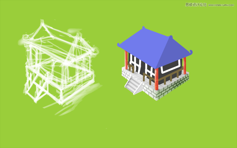 Photoshop绘制游戏场景里的房子过程,PS教程,图老师教程网