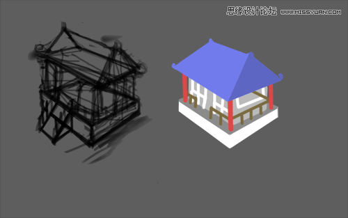 Photoshop绘制游戏场景里的房子过程 - 转载教