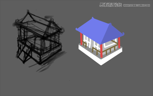 Photoshop绘制游戏场景里的房子过程,PS教程,图老师教程网