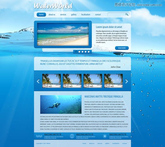 Photoshop设计一张蓝色风格的网页模板