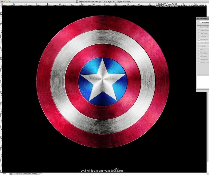Photoshop绘制逼真的美国上尉盾,PS教程,图老师教程网