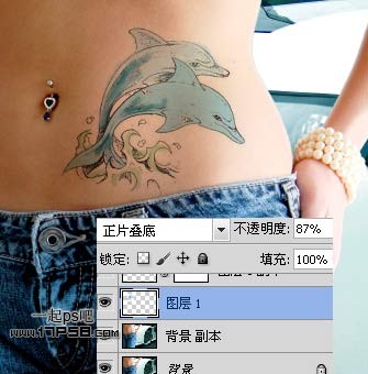 Photoshop制作海豚立体纹身效果,PS教程,图老师教程网