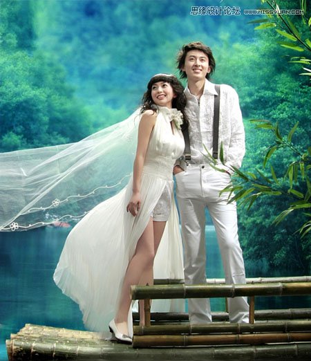 Photosho调出外景婚片梦幻的蓝紫色,PS教程,图老师教程网