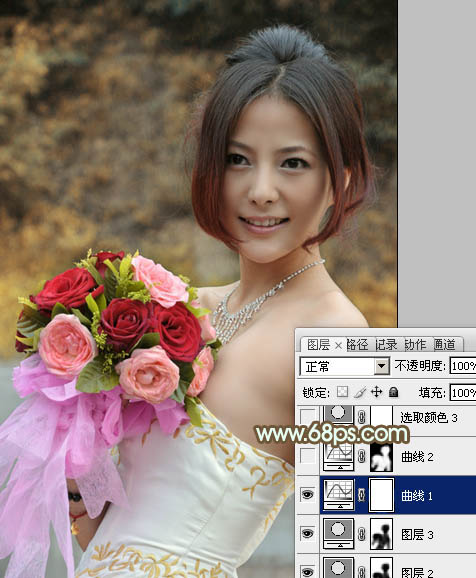 Photoshop调出美女婚片柔美的黄色调,PS教程,图老师教程网