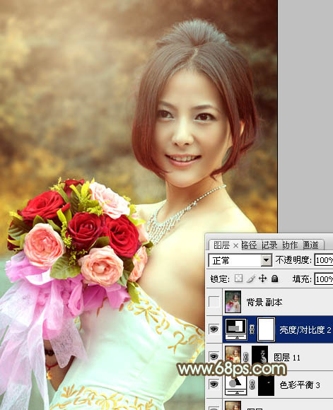 Photoshop调出美女婚片柔美的黄色调,PS教程,图老师教程网