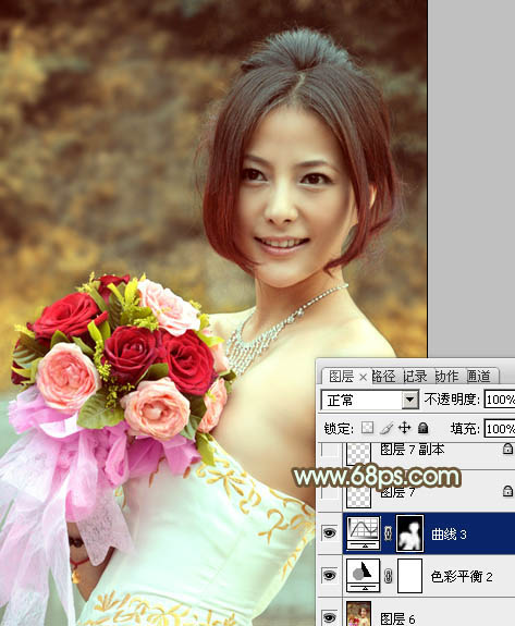 Photoshop调出美女婚片柔美的黄色调,PS教程,图老师教程网