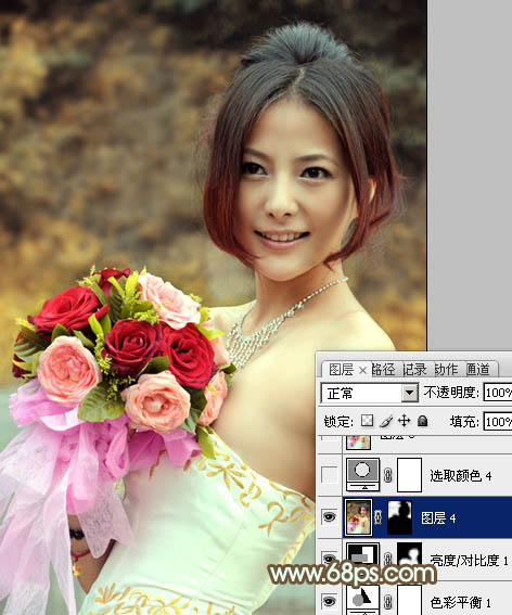 Photoshop调出美女婚片柔美的黄色调,PS教程,图老师教程网