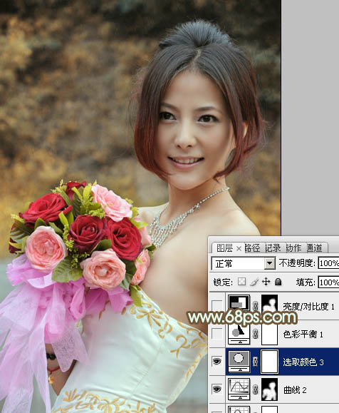 Photoshop调出美女婚片柔美的黄色调,PS教程,图老师教程网