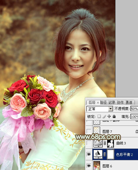 Photoshop调出美女婚片柔美的黄色调,PS教程,图老师教程网