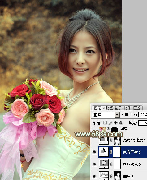 Photoshop调出美女婚片柔美的黄色调,PS教程,图老师教程网