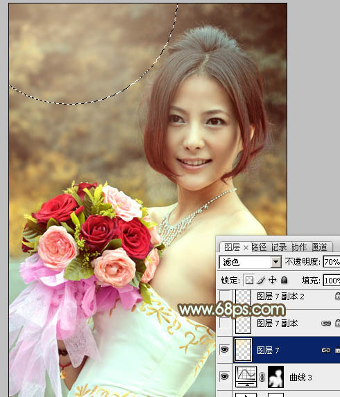 Photoshop调出美女婚片柔美的黄色调,PS教程,图老师教程网