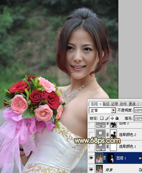 Photoshop调出美女婚片柔美的黄色调,PS教程,图老师教程网