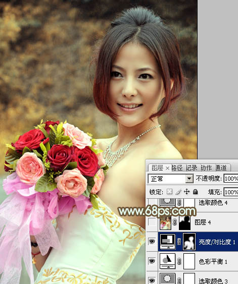 Photoshop调出美女婚片柔美的黄色调,PS教程,图老师教程网