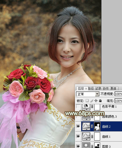 Photoshop调出美女婚片柔美的黄色调,PS教程,图老师教程网