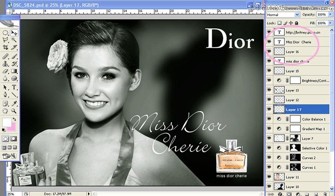 Photoshop调出香水广告美女复古黑白效果,PS教程,图老师教程网
