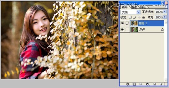 Photoshop简单调出美女秋天黄色调,PS教程,图老师教程网