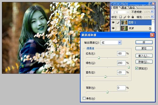 Photoshop简单调出美女秋天黄色调,PS教程,图老师教程网