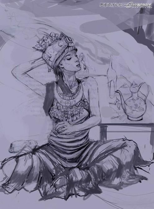 Photoshop绘制超酷的苗族巫女施展法术,PS教程,图老师教程网