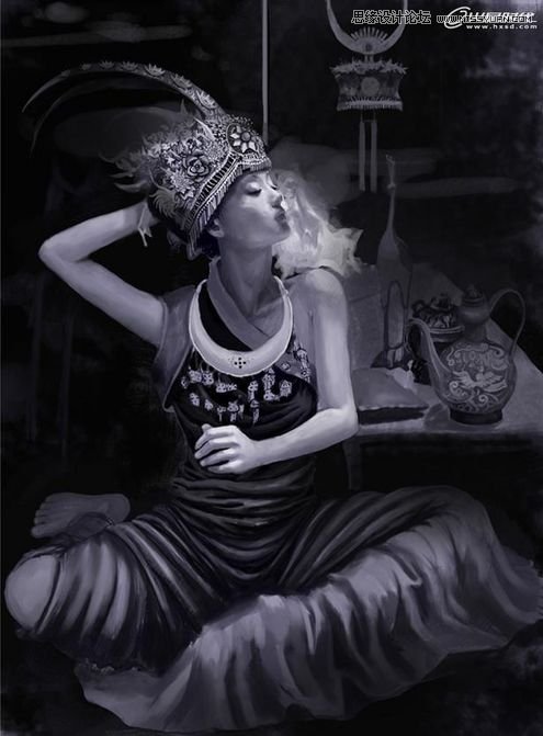 Photoshop绘制超酷的苗族巫女施展法术,PS教程,图老师教程网
