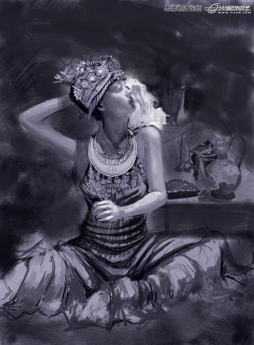 Photoshop绘制超酷的苗族巫女施展法术,PS教程,图老师教程网