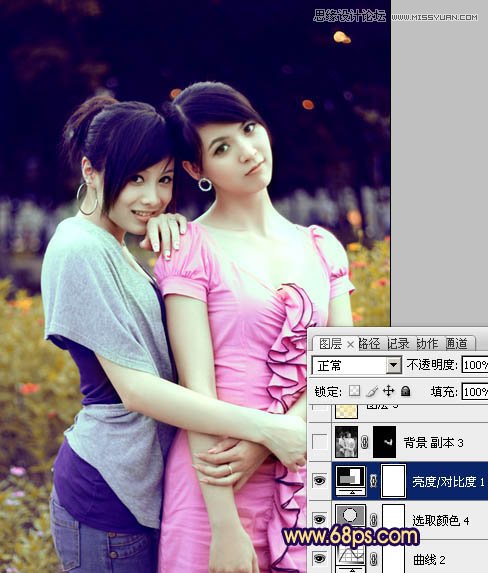 Photoshop调出外景人物柔美的紫色调,PS教程,图老师教程网