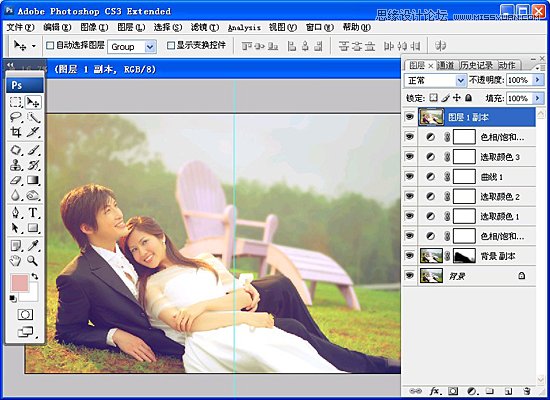 Photoshop调出外景婚片质感的黄色调肤色,PS教程,图老师教程网