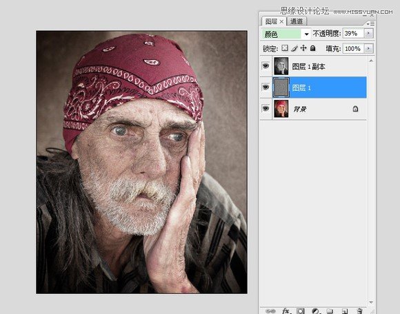 Photoshop简单给老头照片调出低饱和清晰效果,PS教程,图老师教程网