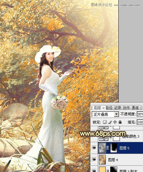 Photoshop调出树林美女秋季黄色调,PS教程,图老师教程网