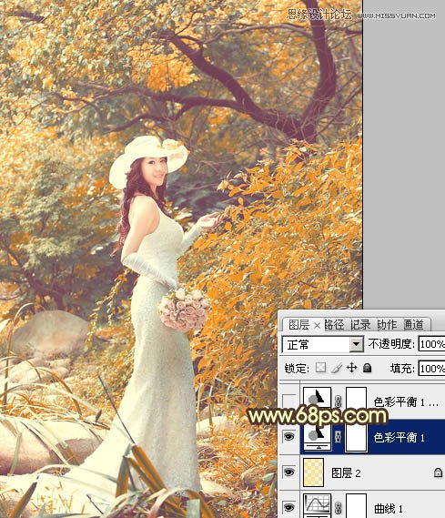 Photoshop调出树林美女秋季黄色调,PS教程,图老师教程网