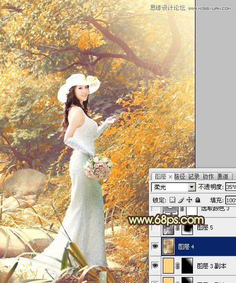 Photoshop调出树林美女秋季黄色调,PS教程,图老师教程网