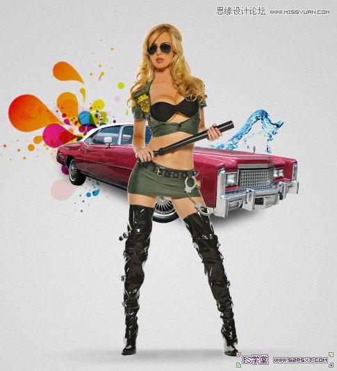 Photoshop合成超酷的美女警察woman时尚海报,PS教程,图老师教程网