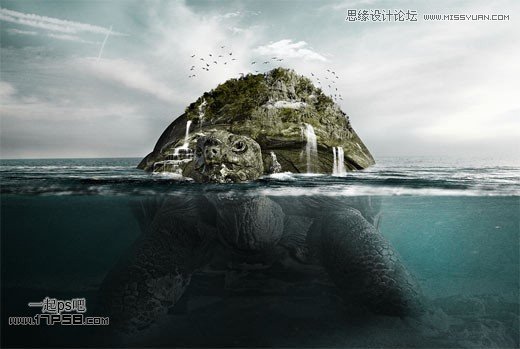 Photoshop创意合成乌龟海岛,PS教程,图老师教程网