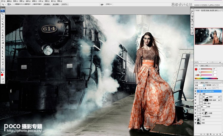 Photoshop合成蒙太奇风大片火车美女场景,PS教程,图老师教程网