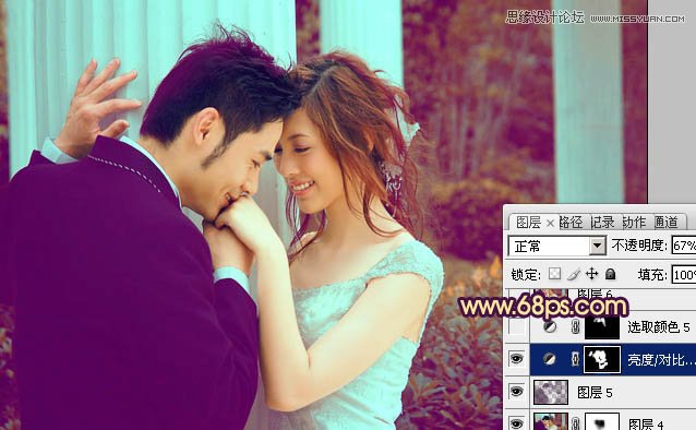 Photoshop调出婚片柔美的黄色调,PS教程,图老师教程网