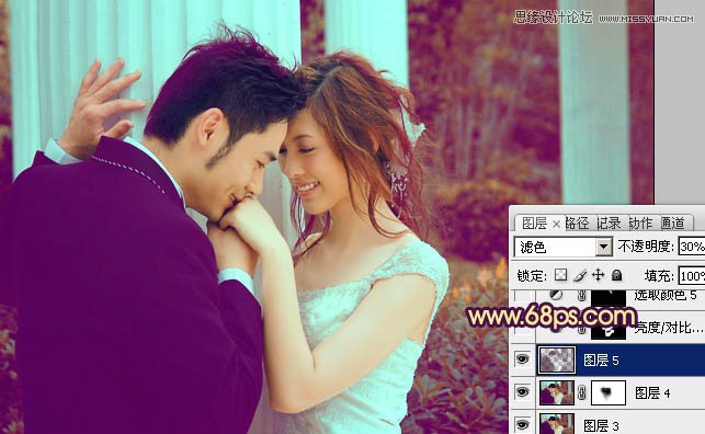 Photoshop调出婚片柔美的黄色调,PS教程,图老师教程网