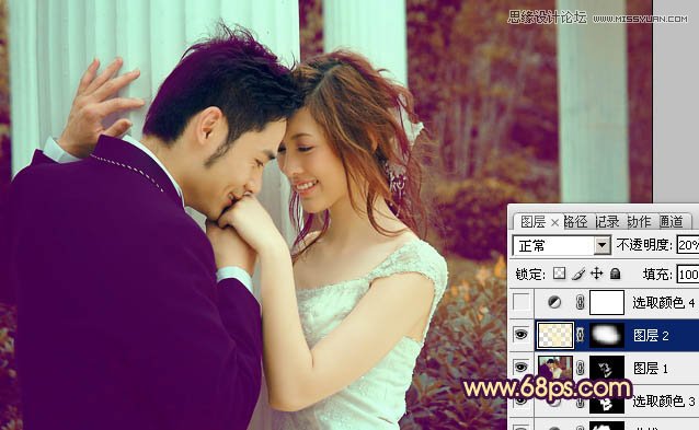 Photoshop调出婚片柔美的黄色调,PS教程,图老师教程网