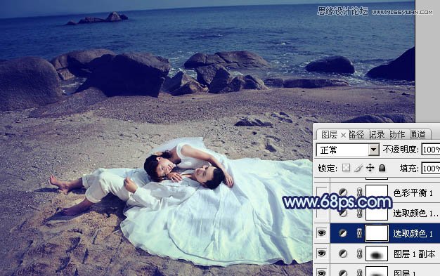 Photoshop调出紫色调海边婚纱照,PS教程,图老师教程网